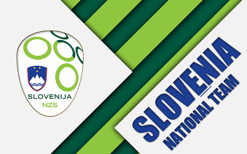 Slovenia national football team emblem, material design, white green abstraction, logo, football, Slovenia, coat of arms, HD wallpaper