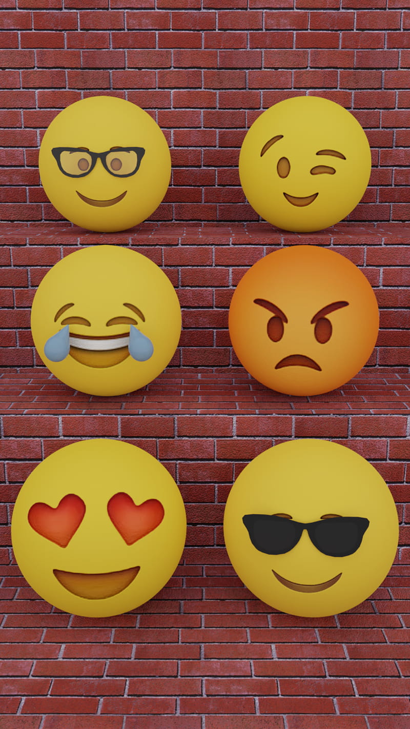 Emoji 9, emojis, 3d, art, abstract, love, meme, hate, angry, HD phone wallpaper