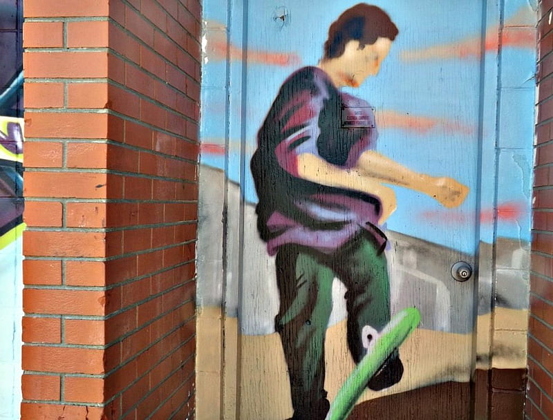 street art at queen's park, art, boy, graffiti, skate board, HD wallpaper