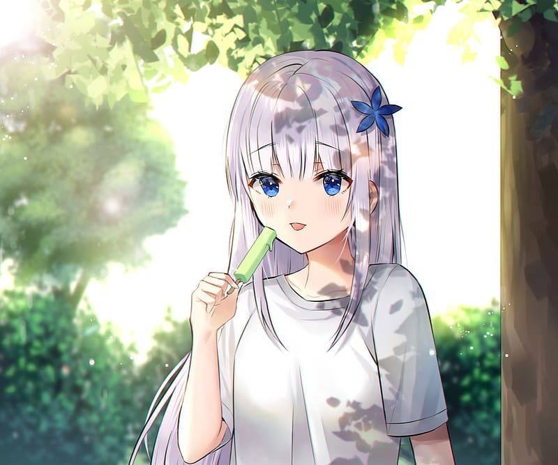 aqua eyes dress fuji choko kenja no deshi wo nanoru kenja long hair mira  (kendeshi) scenic stairs waifu2x white hair