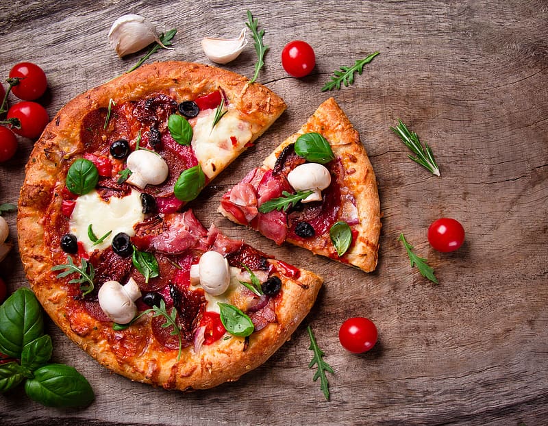 Food, Pizza, Mushroom, Meal, Tomato, Lunch, HD wallpaper
