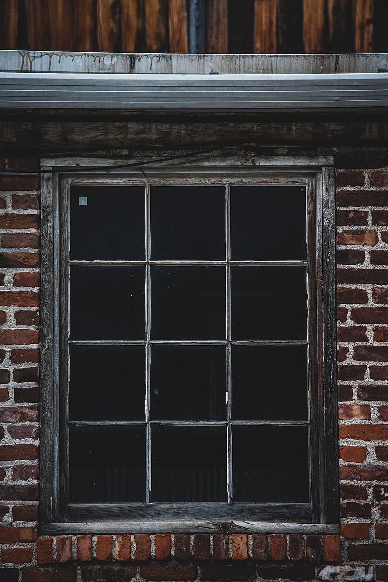 window, window frame, wall, brick, building, HD phone wallpaper