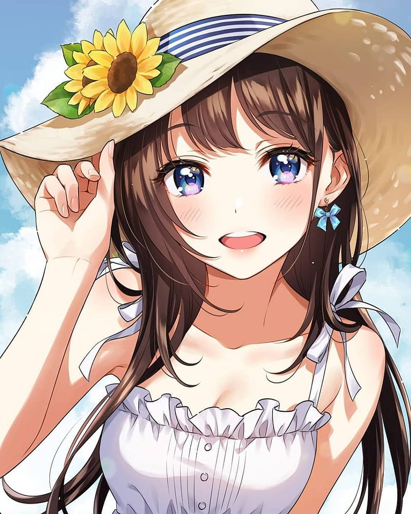 Cute Anime Girl, cap girl, cute eyes, hot, kawaii, smile, HD phone  wallpaper | Peakpx