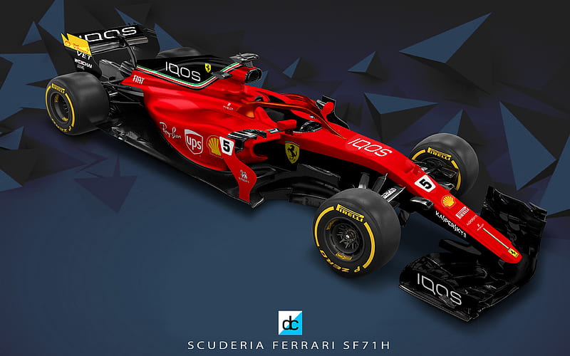Ferrari SF71H 3d art, new cockpit protection, concept, Formula One, F1, Formula 1 2018, HALO, Formula 1, Scuderia Ferrari, 2018 cars, SF71H, HD wallpaper