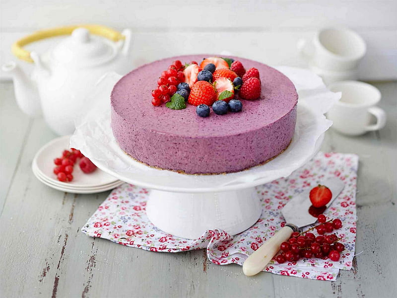 With Love, cake, food, fruits, cheesecake, dessert, cranberries, raspberry, blackcurrant, cream, HD wallpaper