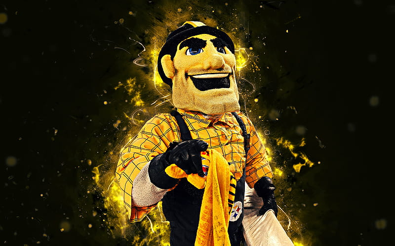 Steely McBeam mascot, Pittsburgh Steelers, abstract art, NFL, creative, USA, Pittsburgh Steelers mascot, National Football League, NFL mascots, official mascot, HD wallpaper