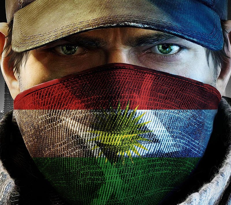 Flag Kurdistan, mask, HD wallpaper