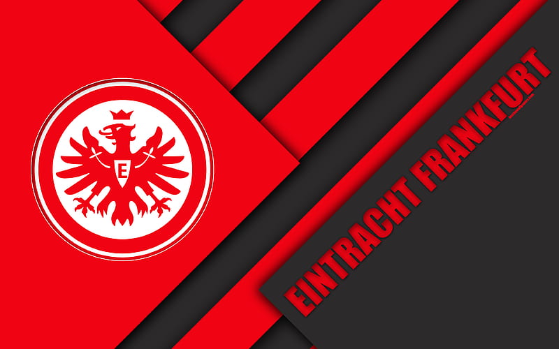 Eintracht Frankfurt FC material design, black and red abstraction, Frankfurt am Main, Germany, emblem, german football club, logo, Bundesliga, HD wallpaper