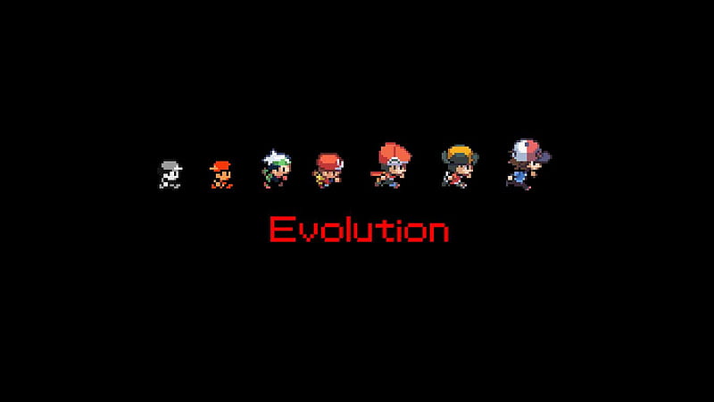 Evolution, black backround, 8 bit, trainer, pokemon, HD wallpaper