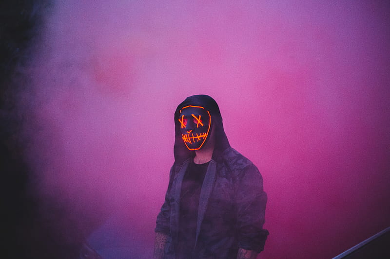 silhouette, mask, hood, smoke, cloud, HD wallpaper
