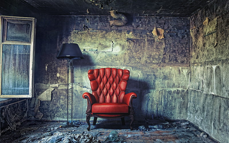 Old Chair On A Brown Wall Background. Picture Image: 114128282