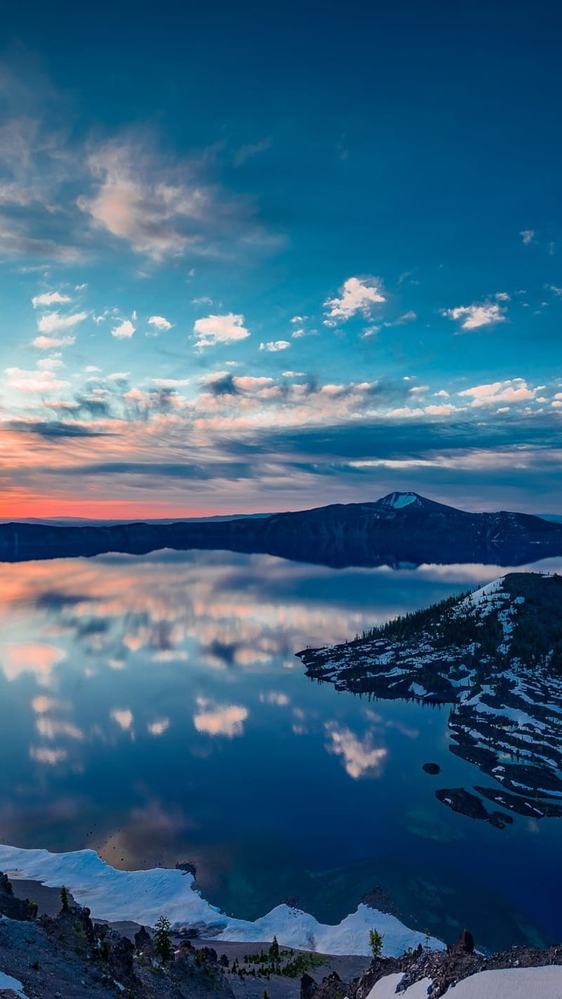 Lake And Mountain, full, lake, mountain, nature, sunset, HD phone wallpaper