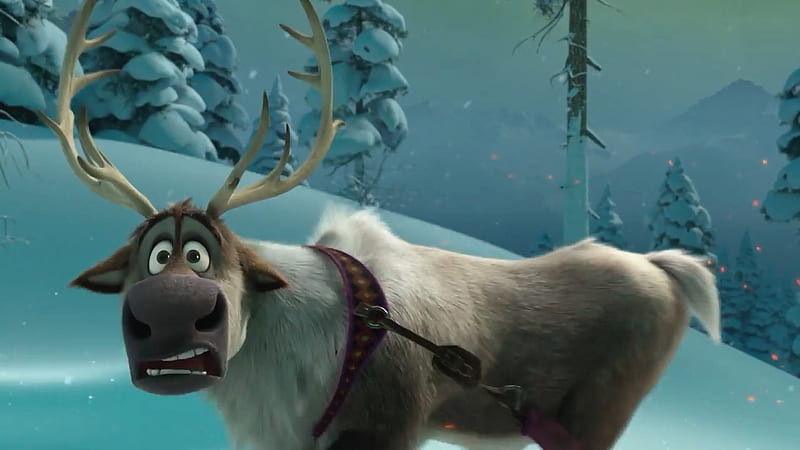 Olaf's Frozen Adventure (2017), luminos, movie, winter, fantasy, olafs frozen adventure, reindeer, white, disney, blue, HD wallpaper