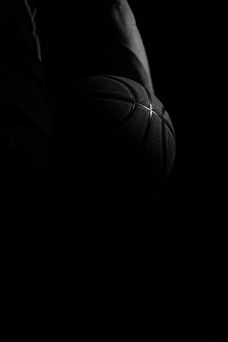 basketball ball, ball, basketball, bw, black, HD phone wallpaper