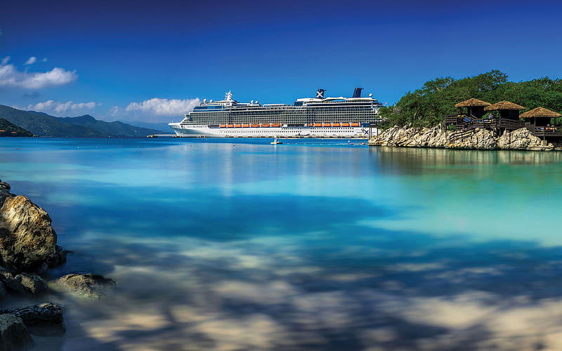 Celebrity Silhouette cruise ship, bay, paradise, Celebrity Cruises, HD wallpaper