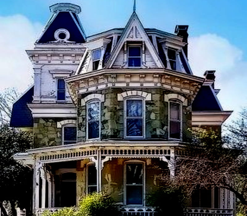 Beautiful Victorian House, bonito, Victorian, Blue, House, HD wallpaper