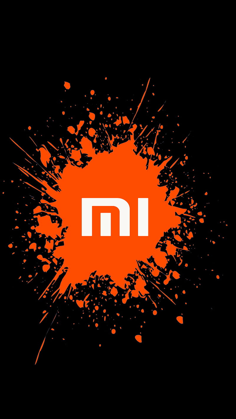 Xiaomi Logo Splash, color splah, mi, orange, HD phone wallpaper
