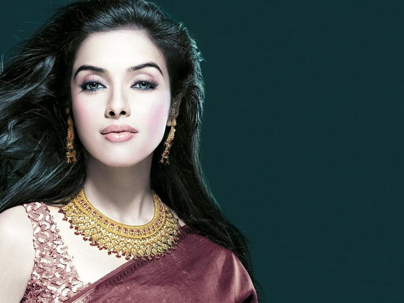 asin, cute, sari, actress, jewelry, HD wallpaper