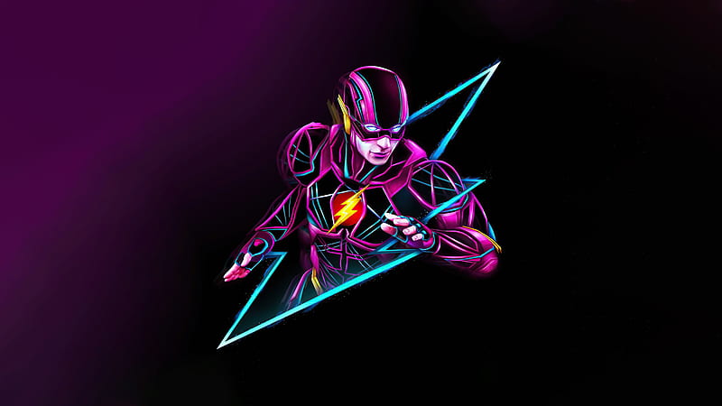 DC Flash Neon Art, HD wallpaper