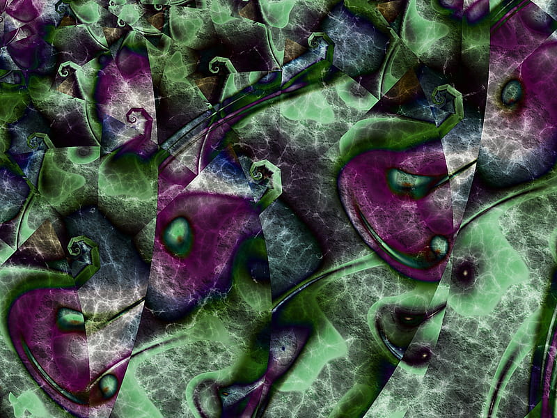 Gnarlpaper, gnarl, purple, green, fractal, HD wallpaper