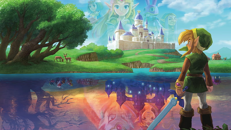 the legend of zelda: a link between worlds, castle, river, Games, HD wallpaper