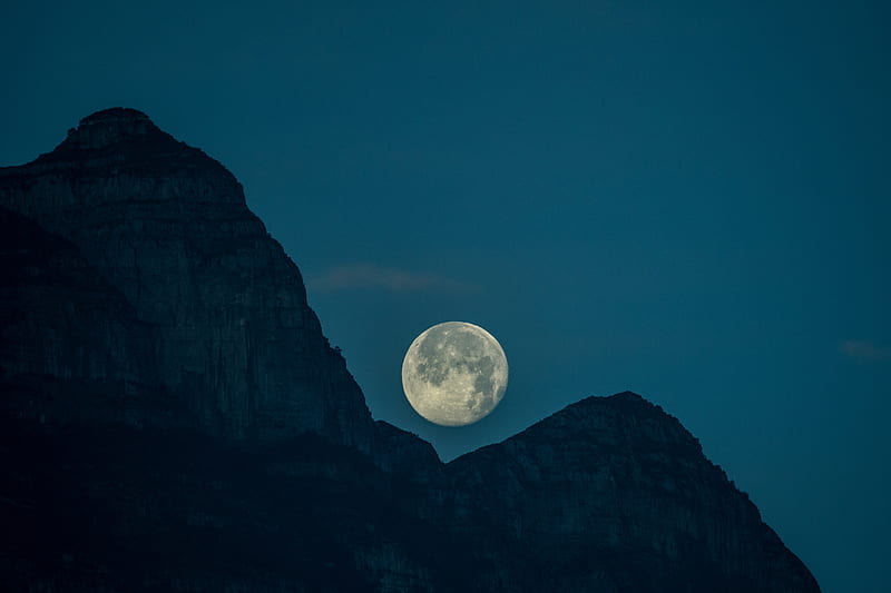 moon, peaks, mountains, satellite, HD wallpaper