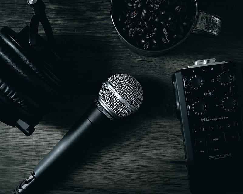 microphone, device, music, sound, dark, HD wallpaper