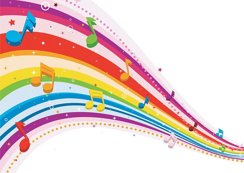 Music rainbow, music, colors, rainbow, nodes, wave, HD wallpaper