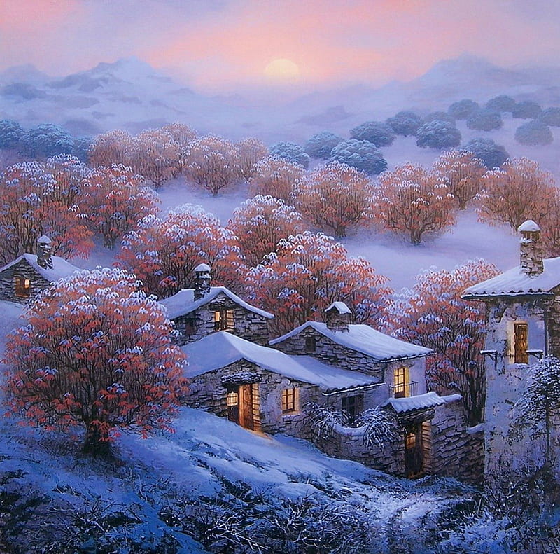 Winter in piemont, piemont, splendor, colors, nature, bonito, winter, landscape, italy, HD wallpaper