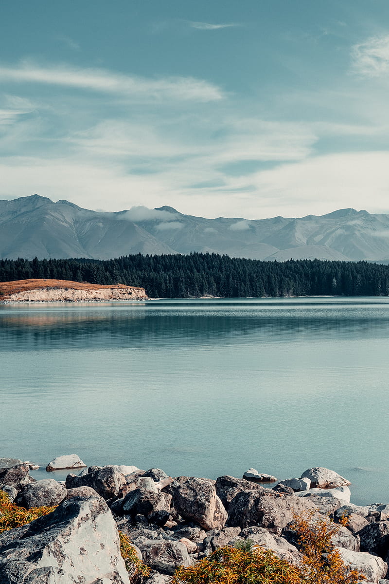 Lake, forest, mountains, blocks, HD phone wallpaper | Peakpx
