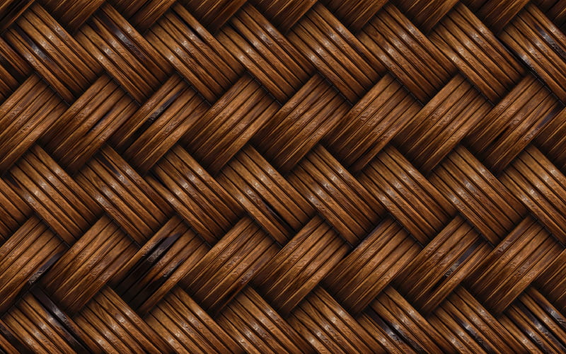 brown weaving texture brown wickerwork background, wickerwork, wooden backgrounds, macro, wickerwork textures, brown backgrounds, HD wallpaper