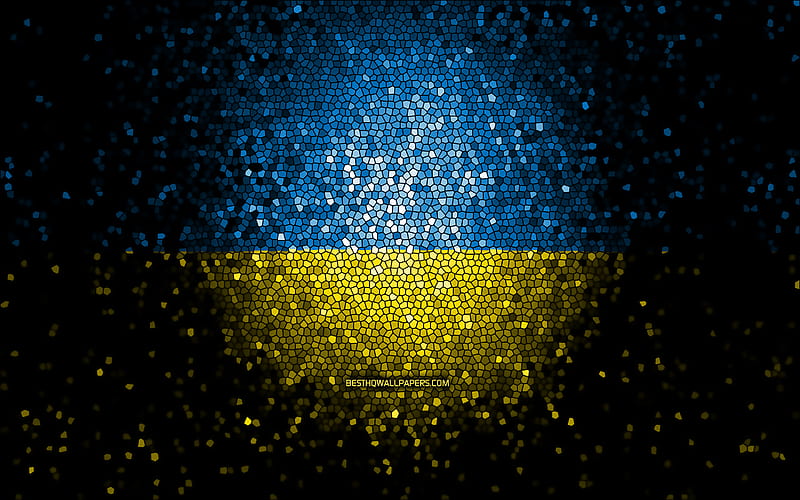 Ukrainian flag, mosaic art, European countries, Flag of Ukraine, national symbols, Ukraine flag, artwork, Europe, Ukraine, HD wallpaper