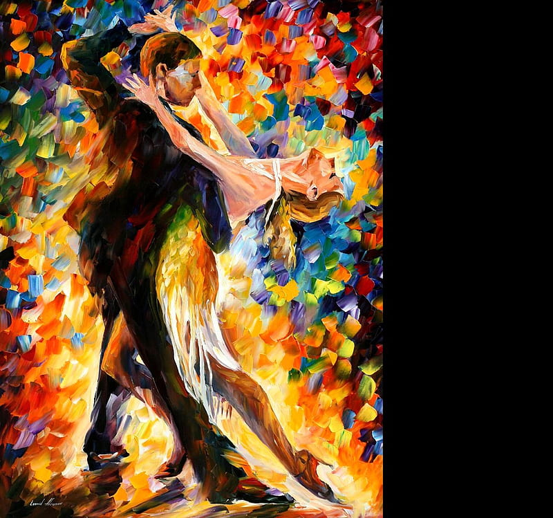 Leonid Afremov - Tango, art, tango, music, man, woman, love, painting, passion, dance, leonid afremov, couple, HD wallpaper