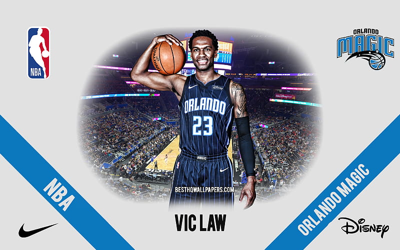 Vic Law, Orlando Magic, American Basketball Player, NBA, portrait, USA, basketball, Amway Center, Orlando Magic logo, HD wallpaper