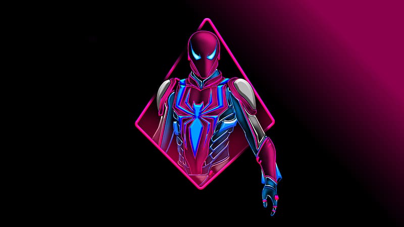 Miles High Tech Neon Suit, spiderman, superheroes, artwork, digital-art, artist, behance, HD wallpaper
