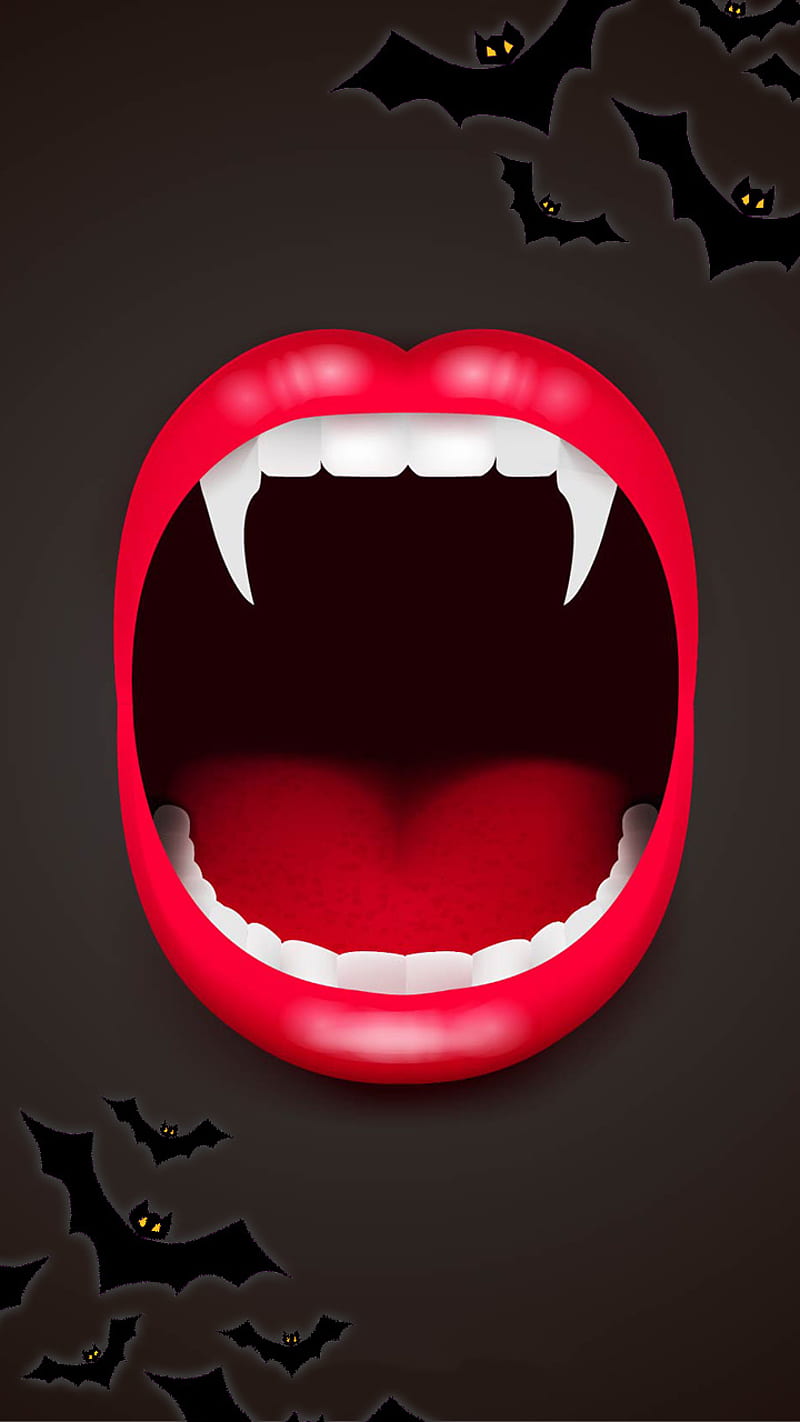vampire, bat, fangs, halloween, hello, hi, holiday, mouth, teeth, vacations, HD phone wallpaper