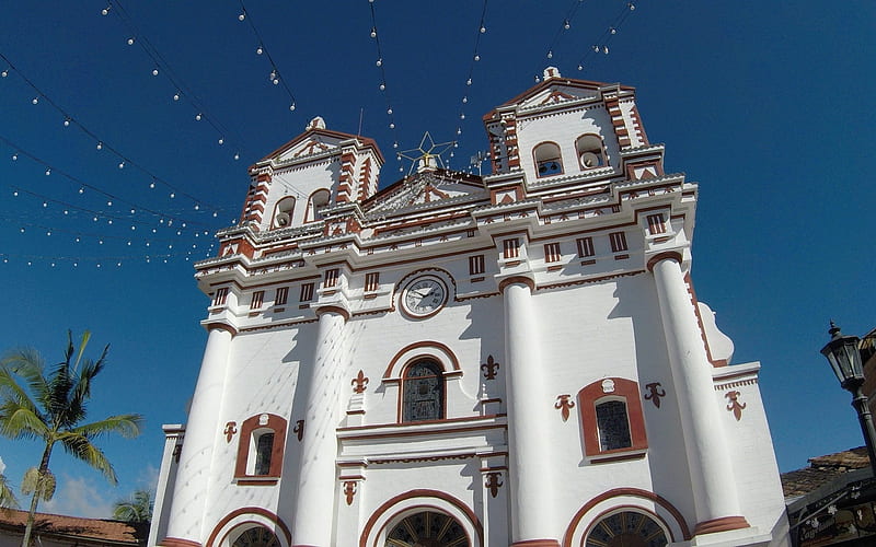 Church, clock, towers, bells, sky, HD wallpaper