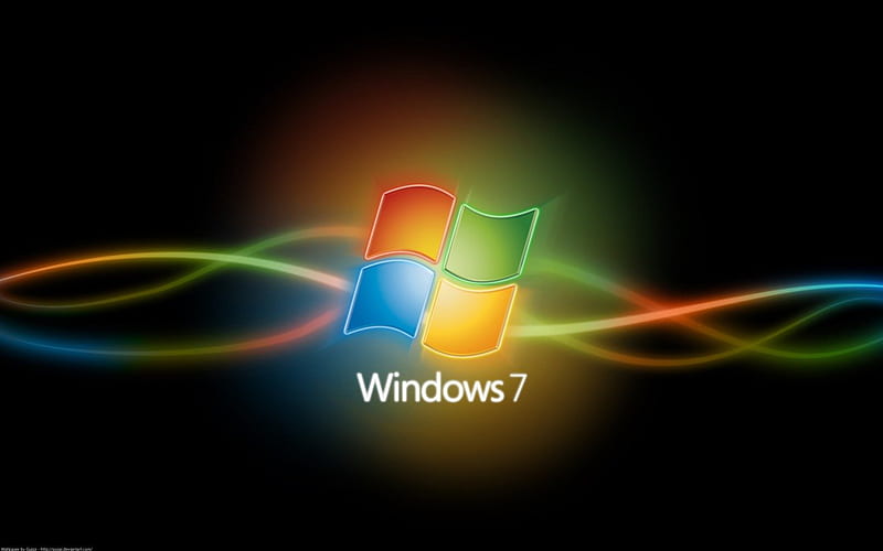 108 - Windows 7, red, 7, black, yellow, microsoft, windows, logo, green, windows 7, dark, seven, blue, HD wallpaper