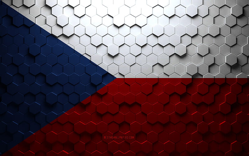 Flag of Czech Republic, honeycomb art, Czech Republic hexagons flag, Czech Republic, 3d hexagons art, Czech Republic flag, HD wallpaper