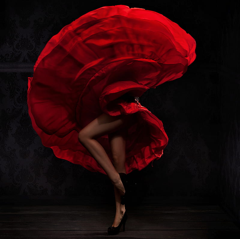 Flamenco, red, swirl, female, legs, people, dancer, HD wallpaper