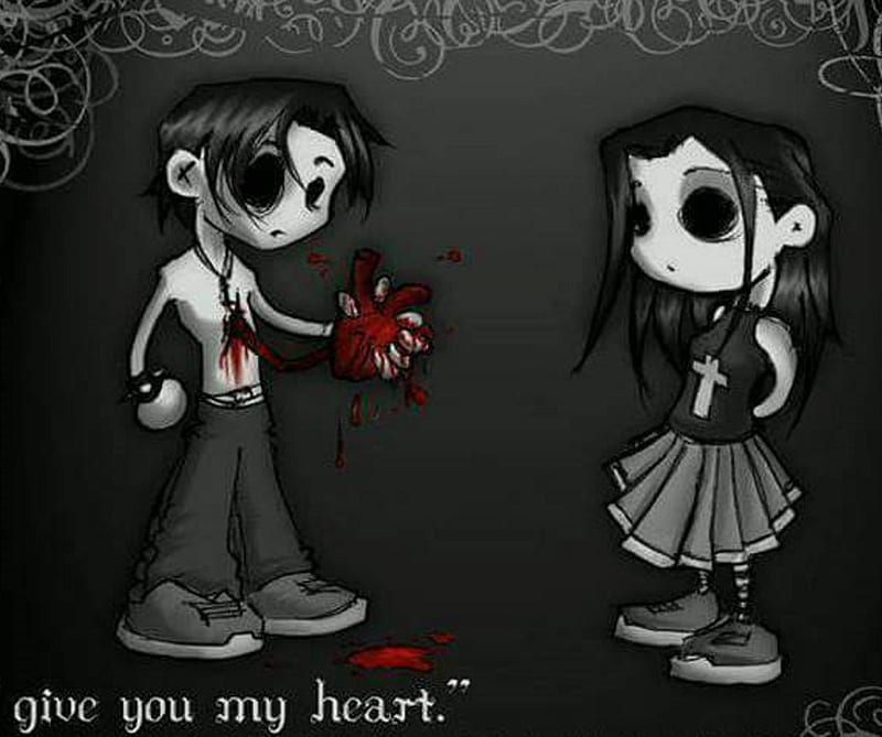 Give you my heart, emo, goth, HD wallpaper | Peakpx