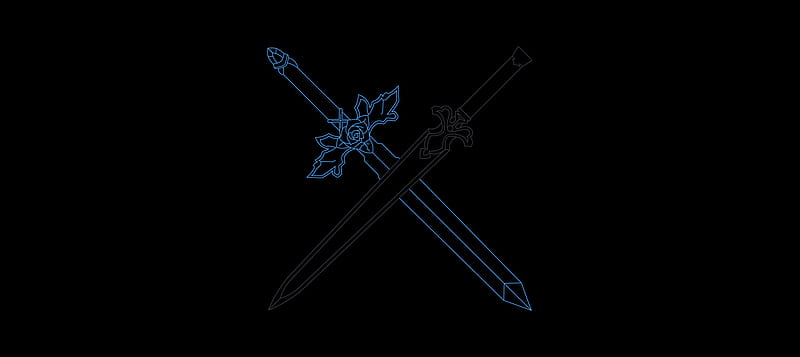 Blue Rose and Night Sky Sword, HD wallpaper