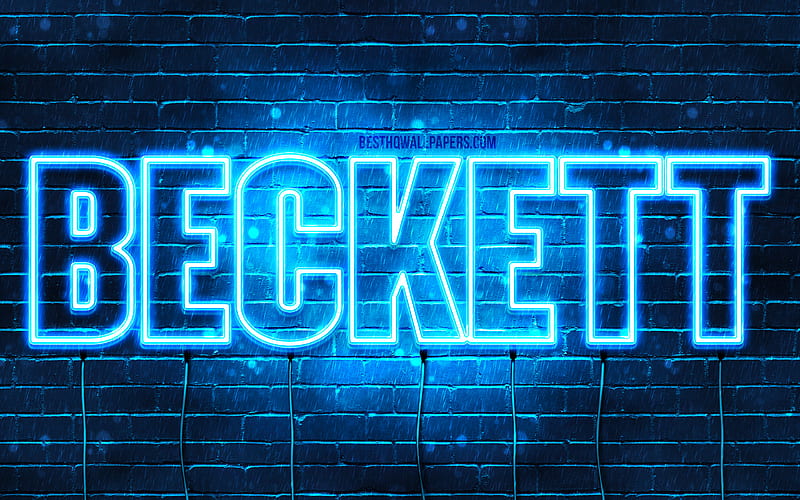 Beckett with names, horizontal text, Beckett name, blue neon lights, with Beckett name, HD wallpaper