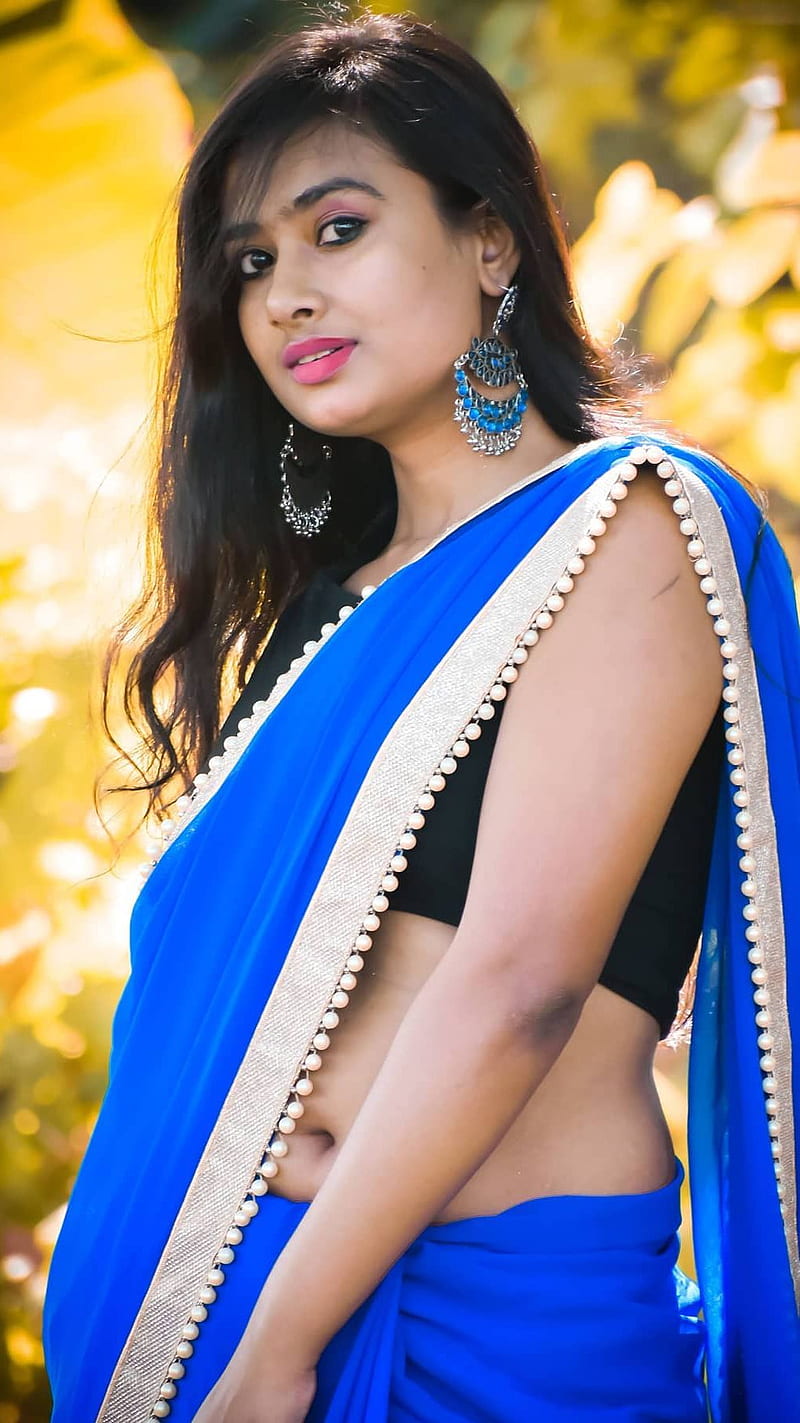 Poonam , blue dress, saree lover, model, HD phone wallpaper