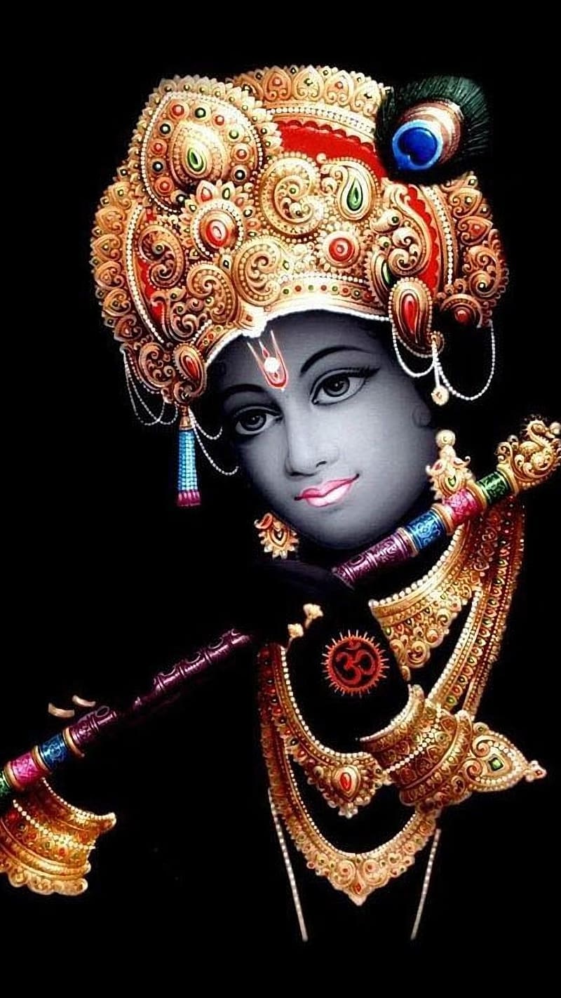 Krishna Thakur, Black Background, lord, god, kanha, HD phone ...