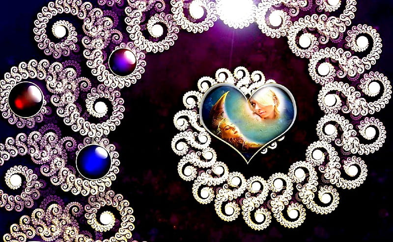 Kanchan Bagari: Love Heart , moon, girl, kanchan, music, love, heart, beauty, HD wallpaper