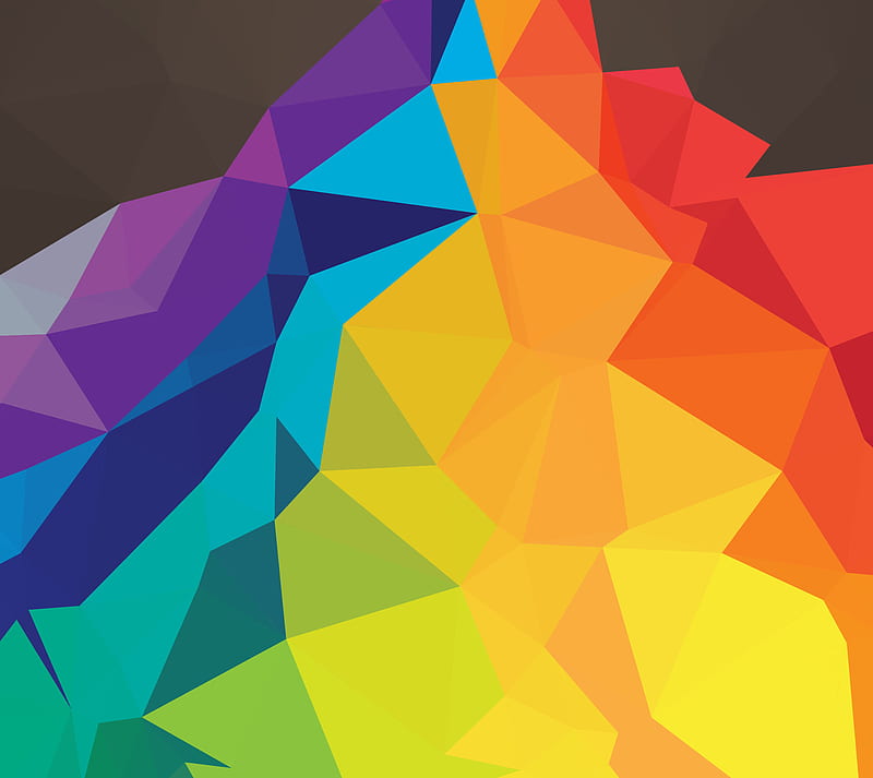 Colorful Mountain, abstract, colors, cool, low poly, orange, HD wallpaper