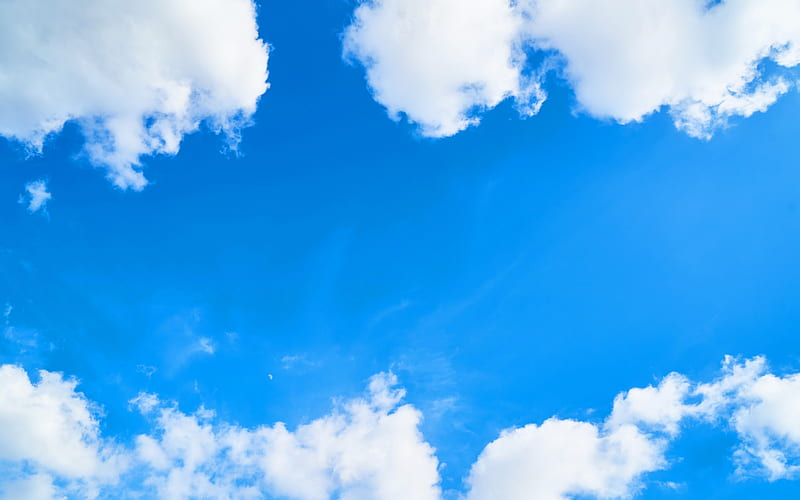 blue sky, white clouds, sky, air, HD wallpaper