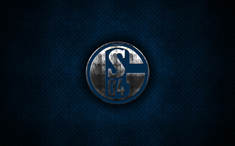 Schalke 04 metal logo, creative art, German football club, Bundesliga, emblem, black metal background, Gelsenkirchen, Germany, FC Gelsenkirchen-Schalke 04, football, HD wallpaper