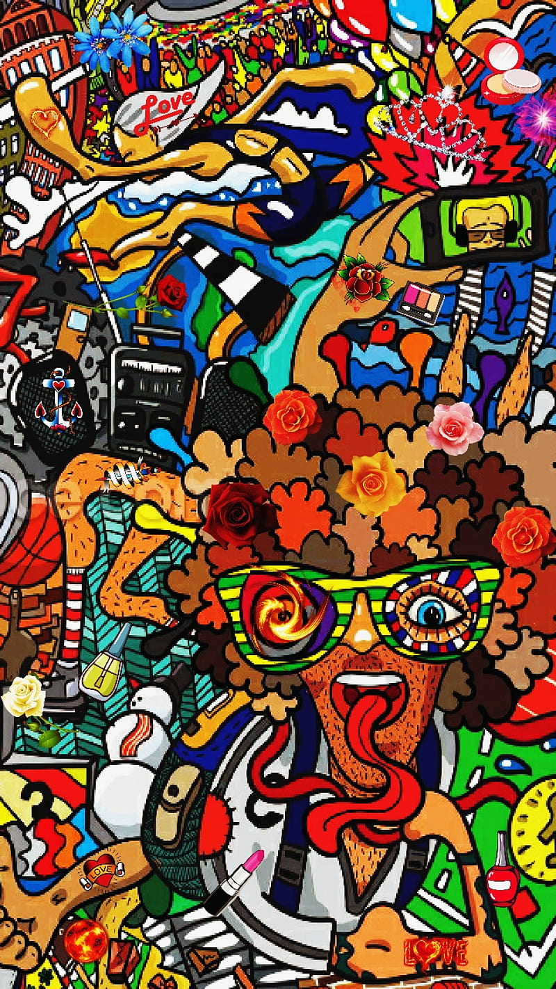Sugar Pop, seni, grafiti, stiker, warna-warni, wallpaper ponsel HD | piksel puncak
